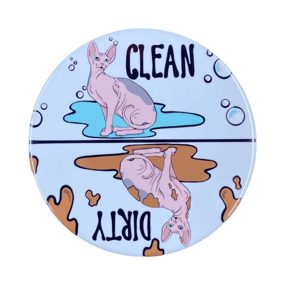 Bi-color Sphynx Cat Dishwasher Magnet Kitchen Sign - Picture 1 of 3